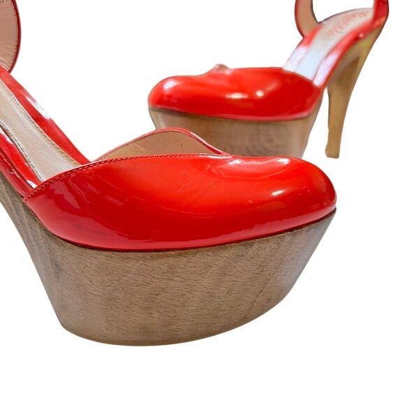 Gucci Authentic w Serial # Red 6.5 (36.5) Patent Leather Slingback Pumps High He - Picture 2 of 9